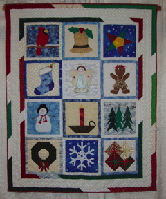    Ribbon Winner 24 E 07 Carol Hart - Holiday Sampler - 3rd Place Small Traditional Appliqued Mixed